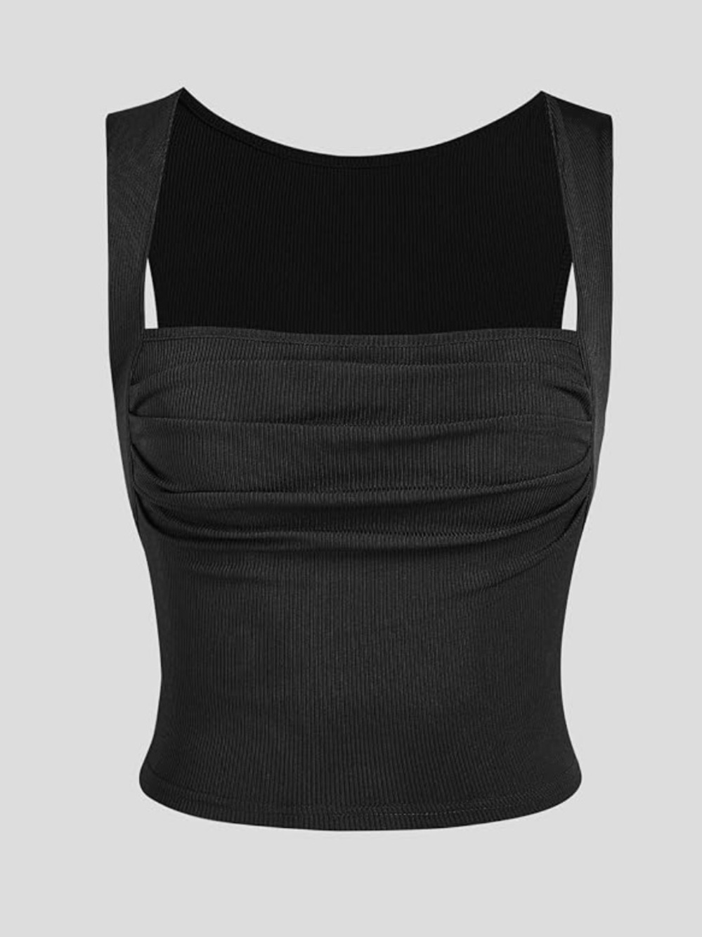 Cider Gray Ribbed Draped Crop Tank